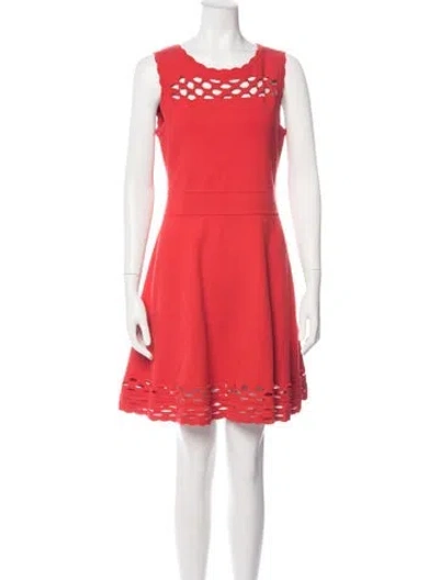 Pre-owned Milly Crew Neck Mini Dress In Red