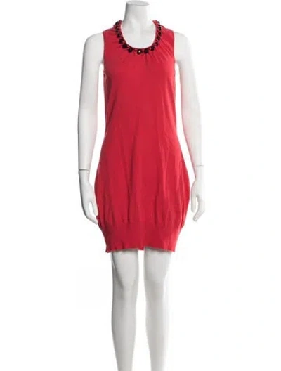 Pre-owned Milly Crew Neck Mini Dress In Red