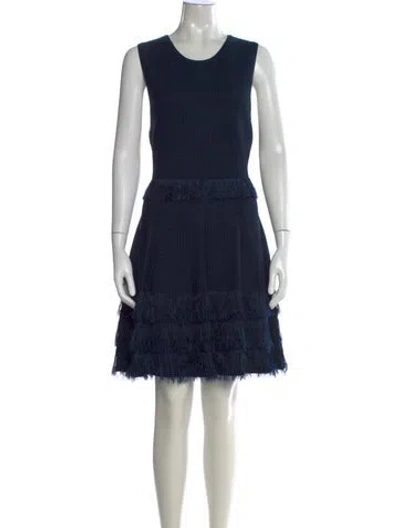 Pre-owned Milly Crew Neck Mini Dress W/ Tags In Blue