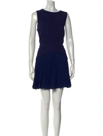Pre-owned Milly Crew Neck Mini Dress W/ Tags In Blue