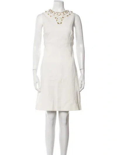 Pre-owned Milly Crew Neck Mini Dress In White