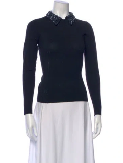 Pre-owned Milly Crew Neck Sweater In Black