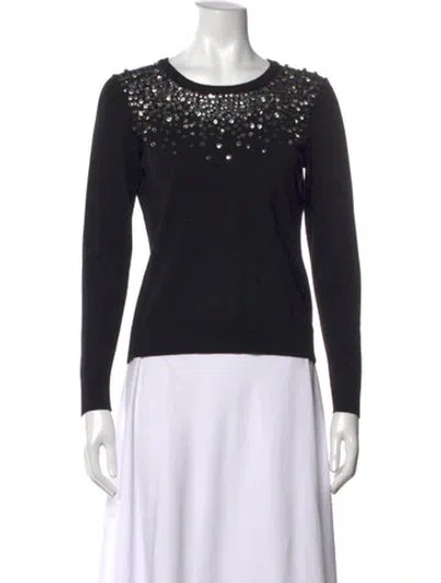 Pre-owned Milly Crew Neck Sweater In Black