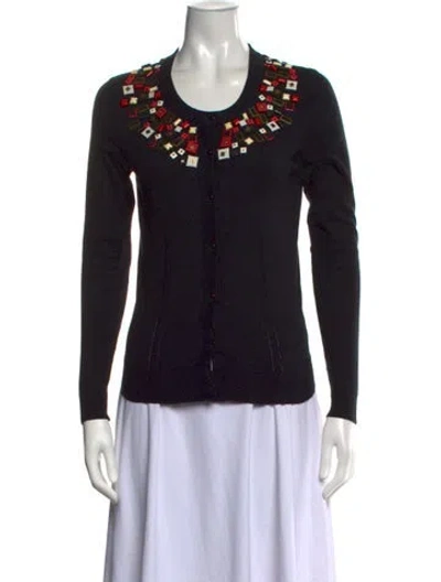 Pre-owned Milly Crew Neck Sweater In Black
