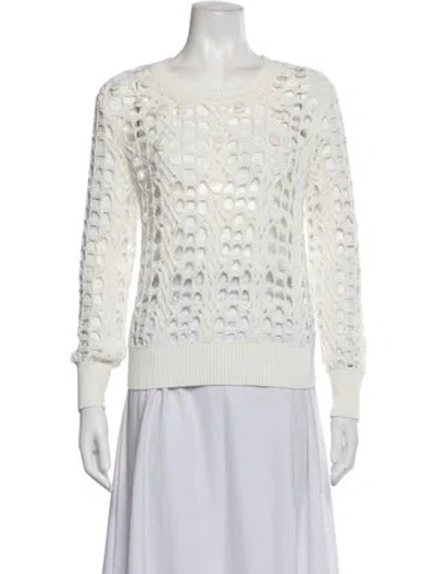 Pre-owned Milly Crew Neck Sweater In White