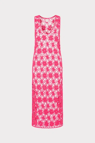 Milly Crochet Midi Cover-up Dress In Pink