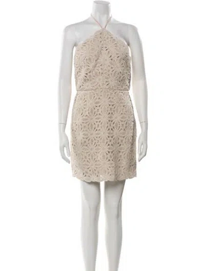 Pre-owned Milly Crochet Mini Dress In Neutral