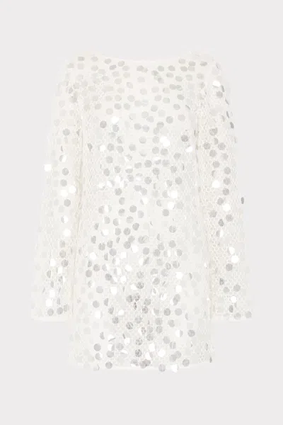 Milly Crochet Pailette Long Sleeve Cover-up In White