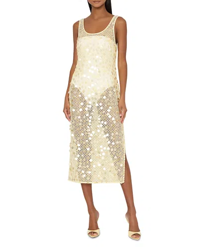 Milly Crochet Paillette Dress Swim Cover-up In Yellow