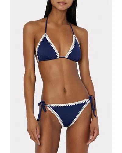 Milly Crocheted Trim Tie Side Bottom In Blue