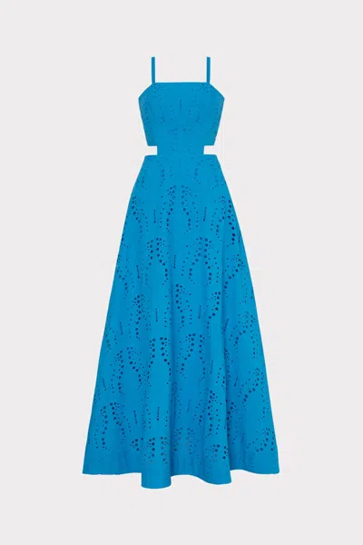Milly Crosby Butterfly Eyelet Maxi Dress In Blue