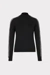 Milly Crystal Racer Turtleneck Long Sleeve Top In Black