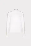 Milly Crystal Racer Turtleneck Long Sleeve Top In Ecru