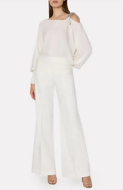 Milly Crystal Tie Sweater In Ecru In White