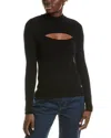 Milly Cutout Wool & Cashmere-blend Turtleneck Sweater In Black
