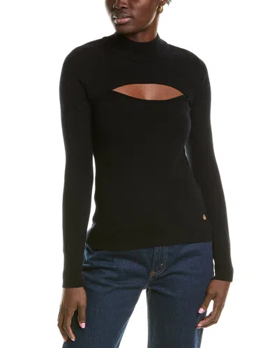 Milly Cutout Wool & Cashmere-blend Turtleneck Sweater In Black