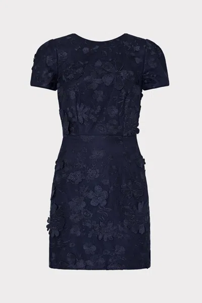 Milly Daisy Floral Embroidered Mini Dress In Blue