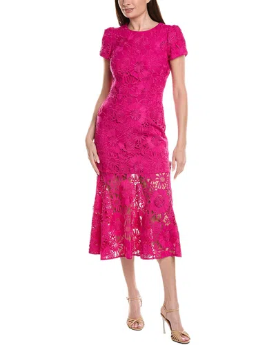 Milly Daisy Floral Embroidery Maxi Dress In Pink