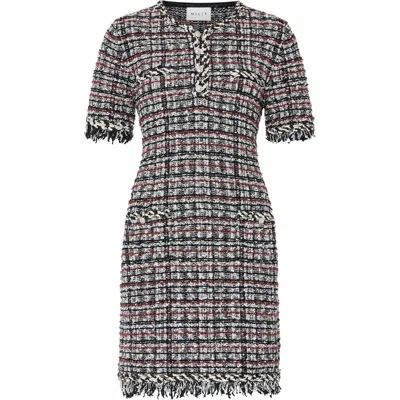 Milly Dakota Fringe Minidress In Black/white