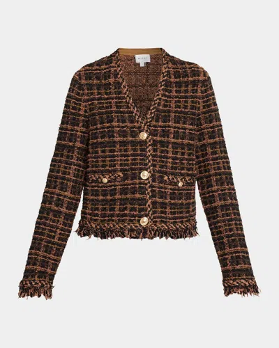 Milly Daphne Fringe Cardigan Jacket In Brown