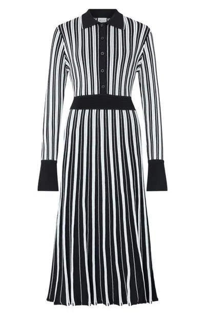 Milly Darcy Stripe Knit Midi Dress In Black
