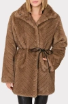 Milly Dayna Chevron Faux Fur Coat In Brown