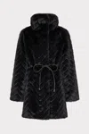Milly Dayna Chevron Fur Coat In Black