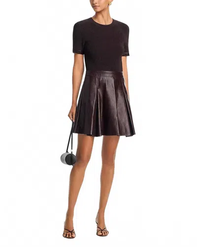 Milly Devyn Knit Skirt Mini Dress In Brown In Black