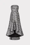 Milly Diana Strapless High-low Metallic Jacquard Gown In Black