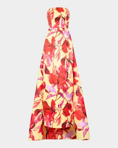 Milly Dorothy Printed Taffeta Maxi Dress In Multi