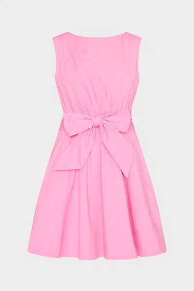 Milly Draped Poplin Sleeveless Mini Dress In Pink