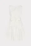 Milly Draped Poplin Sleeveless Mini Dress In White