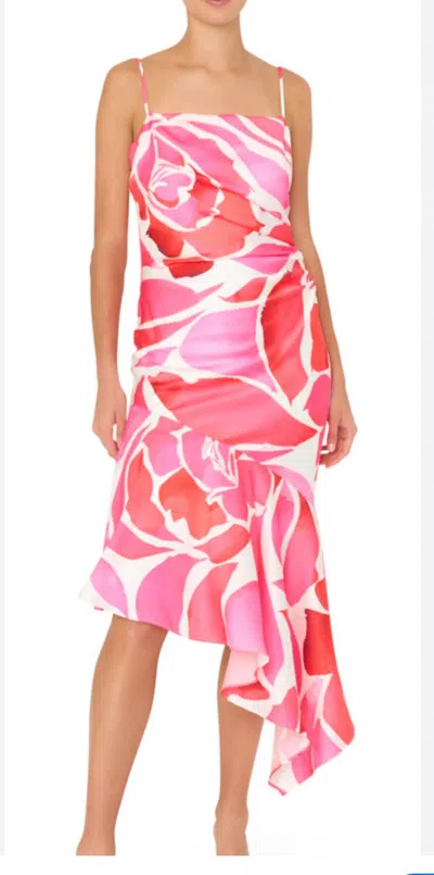 Milly Dream Rose Asymmetrical Hem Dress In Ponk In Pink