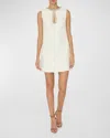 Milly Eden Cutout Embellished Tweed Mini Dress In Ecru