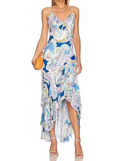 Milly Edra Summer Paisley Dress In Blue Multi