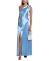 Milly Eleni Satin Maxi Dress In Blue