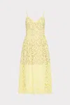 Milly Elle Lace Midi Dress In Yellow