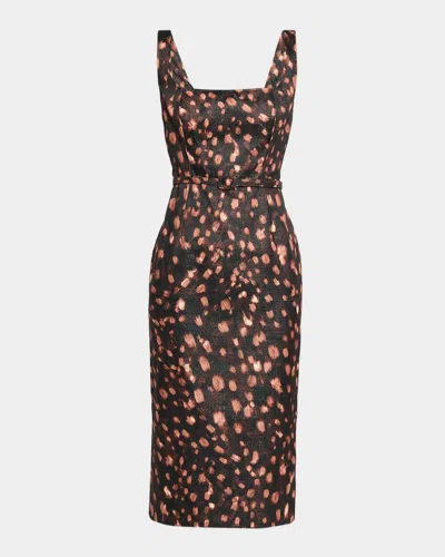 Milly Ellison Leopard-print Column Midi Dress In Black