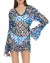Milly Embellished Crochet Dress Swim Cover-up In Cobalt