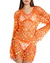 Milly Embellished Crochet Dress Swim Cover-up In Coral