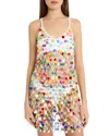 Milly Cabana Sequin Crochet Mini Sleeveless Dress In Multi