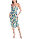 Milly Embroidered Mesh Midi Dress