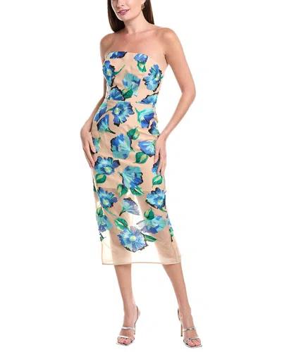 MILLY MILLY EMBROIDERED MESH MIDI DRESS