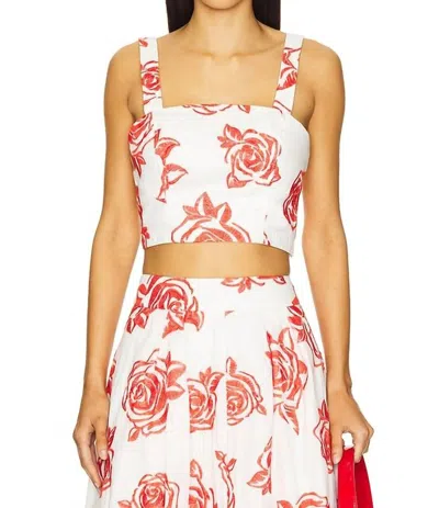 Milly Rose Embroidered Cotton Crop Top In White