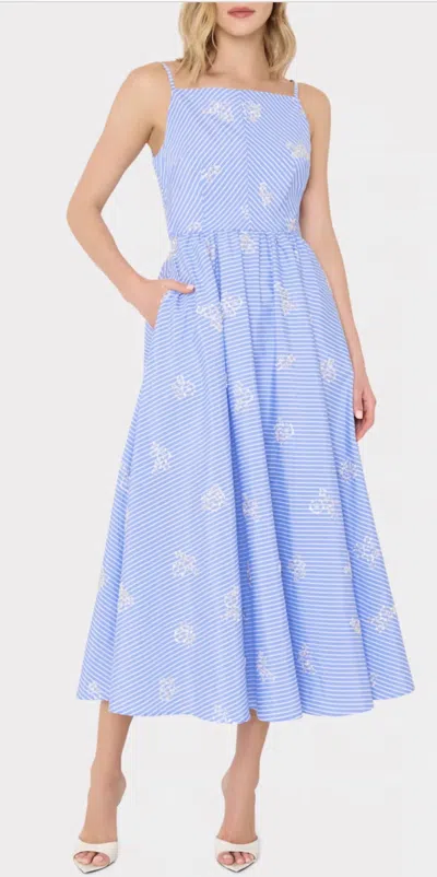 Milly Emily Beaded A-line Dress In Blue