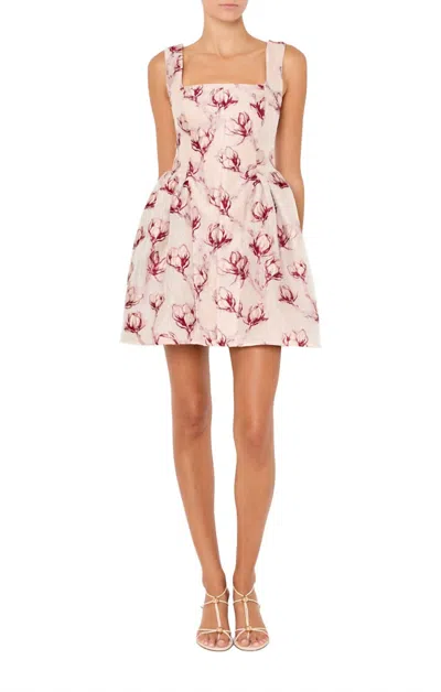 Milly Erin Sleeveless Floral Mini Dress In Pink/white