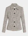 Milly Esme Herringbone Structured Jacket In Gray