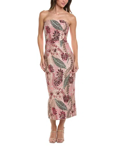 Milly Esmeralda Sequins Strapless Midi Dress In Pink