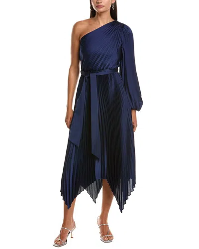 MILLY MILLY ESSI SOLID PLEATED ONE-SHOULDER MAXI DRESS