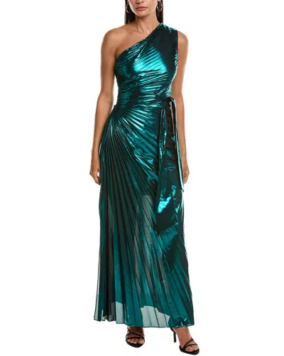 Milly Estelle Pleated Maxi Dress In Green